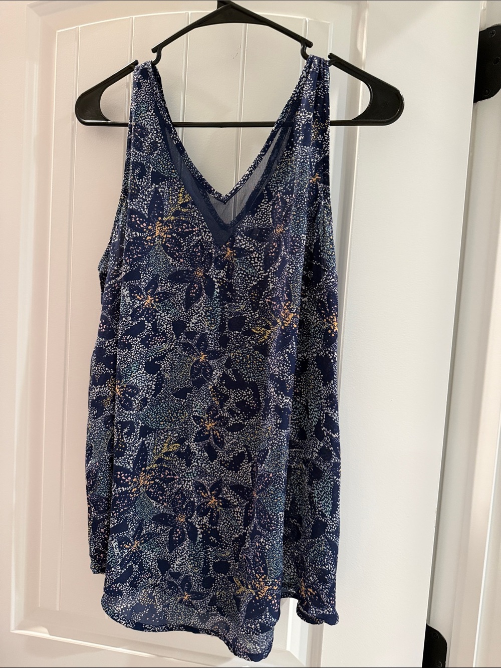 Maurices Navy Floral V-Neck Chiffon Camisole